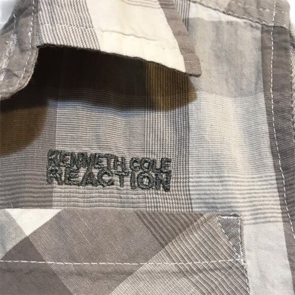 Kenneth Cole Reaction Toddler Boys Gray White Plaid Shirt Size 3T - Picture 2 of 5